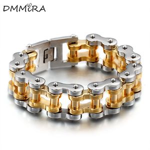 Charm Bracelets Fashion Men Engine Bike Chain Silver Gold Color Stainless Steel Link Bicycle Jewelry 23cm 230816