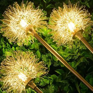 Luzes de jardim solar Decoração de dente de leão de alumínio 10 cm de diâmetro quente Luzes decorativas brancas ao ar livre à prova d'água para pátio de jardim jardim de quintal