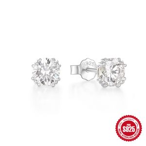 Sterling Silver S925 wedding earrings prong set 5mm cubic zirconia for girls women stud earrings Jewelry gift