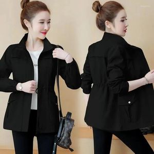 Trench da donna 2023 Spring Autumn Women Coat Korean Short Ladies Solid Linteer Outwear di base femminile femmina