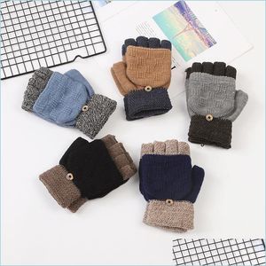 Fingerless Gloves Half Finger Glove Keep Warm Riding Cold Proof Jacquard Weave Flip Woman Man Winter 5Dz K2 Drop Delivery Fashion Acce Dh9B5