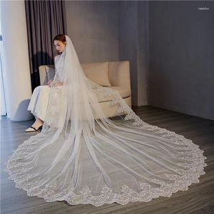 Bridal Veils Challoner Long Wedding Veil med Cam 1 Layer White Ivory 3M Velo de Novia