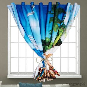 Tapestries Seaside Curtains For The Room Living Room Hall Bedroom Decoration Window Curtain Interior Home Kitchen Shower Tapestry R230816