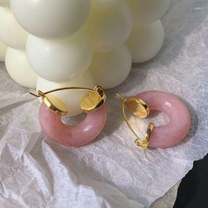 Brincos de argola Celi Cherry Blossom Resina rosa Doce verão de verão Luxo de luxo 24K Gold Plated Gift Jewelry Fashion Acessórios