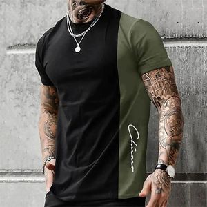 Camisetas masculinas listradas impressas duas coloras de camiseta de costura curta camisetas de manga curta de estilo simples pullover de verão tops grandes roupas masculinas