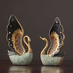 Decorative Objects Home Decoration Accessories A Couple of Swan Statue Decor Sculpture Modern Art Ornaments Wedding Gifts for Friends Lovers 230815