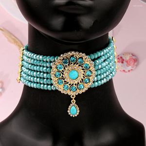 Hänghalsband Handmde pärlor halsband för kvinnor marockansk choker brud etniska bröllop smycken mellanöstern krage hombre