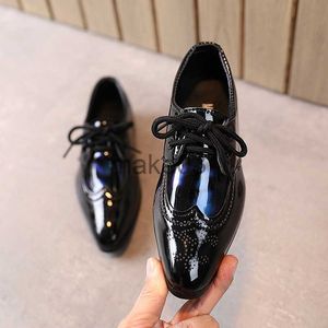 Boots Boys Leather Shoes Kids Laceup Pointed End Children's Students Breathable Perform Wedding Shoe Toddlers Boy Fashion Performance J230816