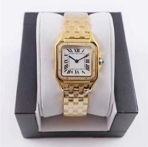 U1 TOP AAA NEW Fashion Woman Square Gold Diamond Bezel Watch Tank Series Casual Lady Quartz Ultra Thin Panthere de G Fabriksklockor Rostfritt stål Montres Reloj A36