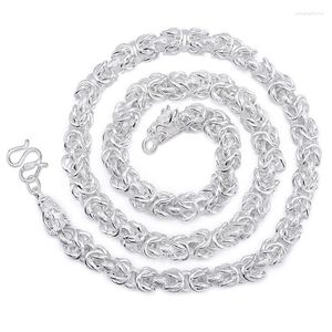 Catene 925 collana in argento sterling per uomini donne classiche da 8 mm rotonde rubinetto tondo drago 60 cm fascino di alta qualità gioielleria