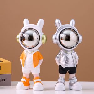 Oggetti decorativi Figurine Luce Luxury Astronauta Desktop Ornament Creative Office Soggiorno Cabinetti per la casa Decorazione Home Apertura regalo di compleanno 230815