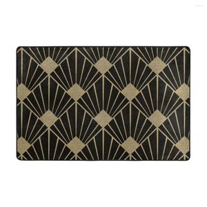 Mattor Art Deco Pattern Gold Black Doormat Carpet Mat Rug Polyester Non-Slip Floor Decor Bad Badrum Kök Balkong 60 90