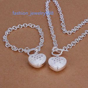 Wysokiej jakości 925 Sterling Heart of Stone łyżki do kawałka inkrustowanego zestawu biżuterii dfmss025 zupełnie nowa fabryka Direct 925 Silver