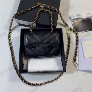 مصمم مصمم مختصر ، عملات مبطن ، يحافظ على Calfskin Caviar Lambskin Bags Women Classic V-Stitsh Metal Chain Card Card Card La270L