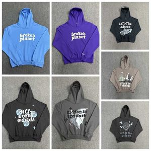 2023 Kırık Gezegen Kazak Doğru Köpüklü Baskı İns Moda Çift Gevşek Amerikan Yüksek Sokak Hoodie