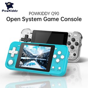 Taşınabilir Oyun Oyuncuları Powkiddy Q90 Handheld Console 3 inç IPS Ekran Çift Açık Sistem Konsolu 16 Simülatör Retro PS1 Kids Hediye 3D Oyunlar 230816