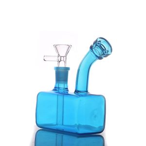 Красочная защитная мини -квадратная стеклянная масляная горелка Dab Rig Bong Кальян