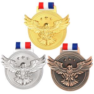 装飾的なオブジェクト任意の競争のためのメタルイーグルメダルゴールドシルバー銅賞ブランクメダルメダリオン勝者報酬バッジギフト230815