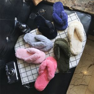 STOR STORLIG KVOLKOR 36-45 FLUFFY STALAR KVINNER FÅND OCH Hösten Flat Home Flip-Flops Plush Cotton Warm Slipper