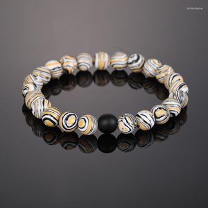 Странд 12 стилей натуральные малахитовые каменные бусины браслет 8 мм эластичная веревка с бисером для женщин Мужская йога молитвенная чакра подарки