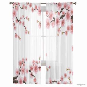 Curtain Flower Stamen Petals Red Brown Sheer Curtains for Living Room The Bedroom Decorative Curtain Drapes Tulle Curtains