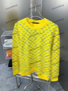 xinxinbuy män kvinnor designer tröja bokstav gradient tryckning tröja gul svart vit s-2xl