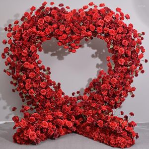 Fiori decorativi Red Wedding Backdrop Love Tannello a forma di cuore Disposizione floreale Tavolo Centrotavola Ball Party Arch Decor Flower