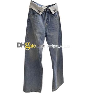 Luxus Frauen Jeans Frau Blue Denim Lappen Designhosen zurück Buchstaben Jeanshosen Hosen