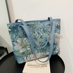 Totes New Painting Flower Luxury Canvas Handbag 2023 Summer Trend Female Designer High Capacity caitlin_fashion_bags