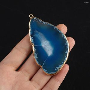 Pendant Necklaces Irregular Shaped Natural Semi Precious Stones Blue Agate Pendants Jewelry Making DIY Earrings Accessories