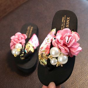 Slipper Girls Beach Slippers Children Fashion Floral Women Home Shoes Kids and Mother Flip flops Sandals Comfortable B711 230815