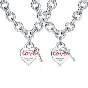 Pendant Necklaces TTFF Luxury Original Brand Jewelry 925 Sterling Silver Classic Charm Enamel Heart Necklace Christmas Holiday Gift 1 230816