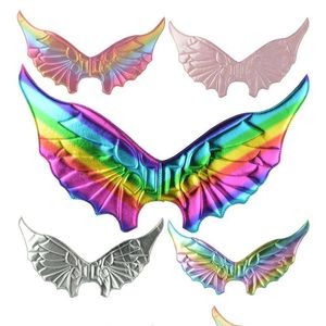 Party Decoration Cosplay Wing Halloween Bat Dinosaur Dragon Wings Festival Rainbow Metlic Color Pretend Play Costume Props Kids Drop D Dhbx2