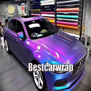 Gloss Chameleon Candy Blue to Purple Vinyl Vrap z bąbelem powietrza do przesuwu samochodu Pokrywa rozmiar1 52 20m Rolka 5x67ft216z