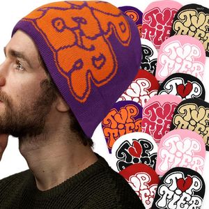 Boinas y2k gorro de tricô bonitão homens mulheres impressão de impressão de lã de lã Inses de líquido Design vermelho sentido chapéus frios tampas de moda quente