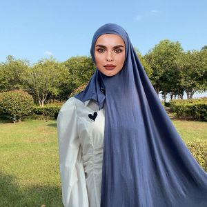 Bandanas Durag Muslim Women Pinless Instant Premium Cotton Jersey Hijab Shawls Good Stitching Head Scarf Wrap Ladies Scarves 175X85 cm 230815