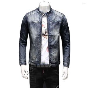 Men's Jackets High Quality Denim Jacket Mens Blue Jean 2023 Autumn/Winter Garment Washed Coat