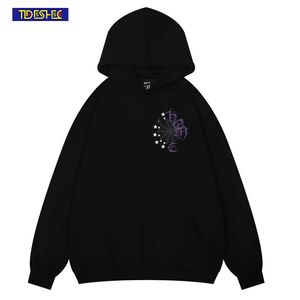 Mens Hoodies Sweatshirts American Style Vintage Washed Hooded Overized Casual Autumn Men and Women Streetwear Loose Spider Web Print 230815