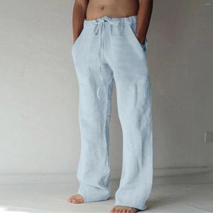 Pantaloni da uomo casual indossa quotidianamente color solido estate in lino in cotone in cotone a metà girovagano pantaloni da streetwear
