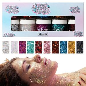 Body Glitter 10 färger ansiktsuppsättning ögonskugga skimmer gel glänsande för läppar kinder makeup kosmetika 230815