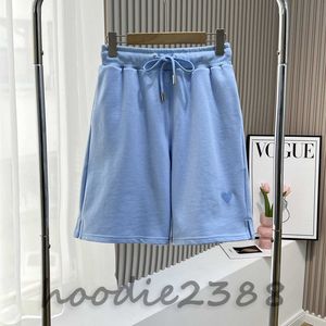 blue unisex High version of the fashion brand love embroidery A men's and women's loose five points casual loose shorts medium shorts beach pants