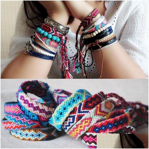 Identificação 12 cores Bohemian Luxury Designer Jóias Girls Meninas Micolor Cordão Bracelete trançada Estilo nacional nacional Ajustab Dhbav