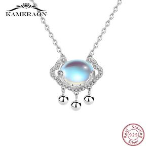 Anhänger Halskette 925 Sterling Silber Natürliche Mondstein Sicherheitsströme Anhänger Halskette für weibliche Langlebigkeit Schmuckgeschenk Chinesische Stil 230815