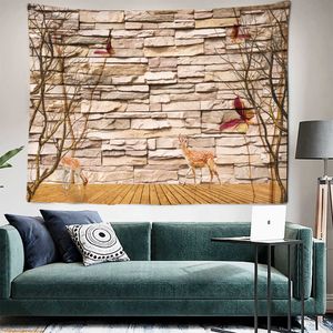 Tapeçarias simulação de parede de tijolo tapeçaria mão desenhada vento sala fundo pintura de parede tapeçaria decoração de arte para casa