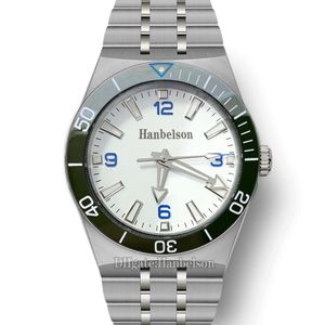 MENS TWATES Automatisk rörelse blå keramisk Bezel White Dial Sports Steel Strap Folding Clasp 45mm Gentleman Wrist Watch