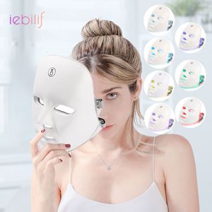 Massager twarzy IEBILIF Ultra-Light 7 Colors LED Maska Pon terapia terapia skórna odmładzanie zmarszczek usuwanie Piękno Whitening USB Maska ładunku 230815