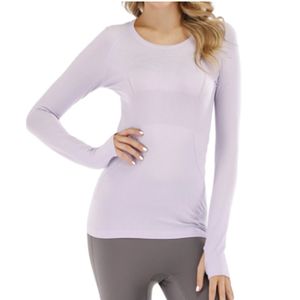 Lu-77 Manga longa feminina Sports Yoga T-shirt abrangente Switch Switch Workout Gym Roupos de cor sólida