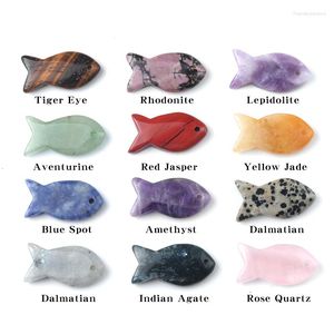 Pendant Necklaces Natural Stone Pendants Polished Fish Shape Amethyst Rose Quartzs For Jewelry Making Diy Women Necklace Earrings Gifts