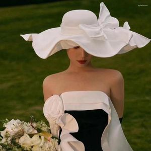 Headpieces in Stock White Plus Size Wedding Hatts for Women Elegant Bride Accessories