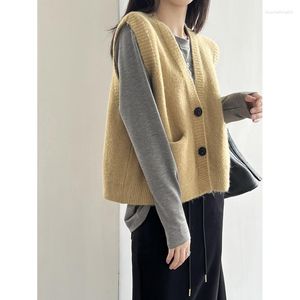 Kamizelki damskie kamizelki dzianinowe kamizelka dla kobiet jesienna sweter zewnętrzny noszenie małego kamizelki bajnik